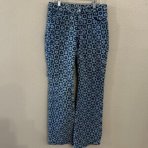 Floral Patterned Blue Jeans